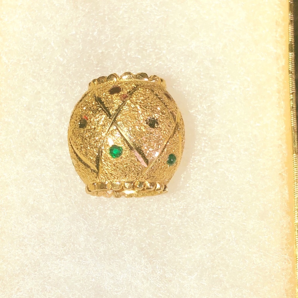14k Yellow Gold Enamel Barrel Slide Pendant 4g
